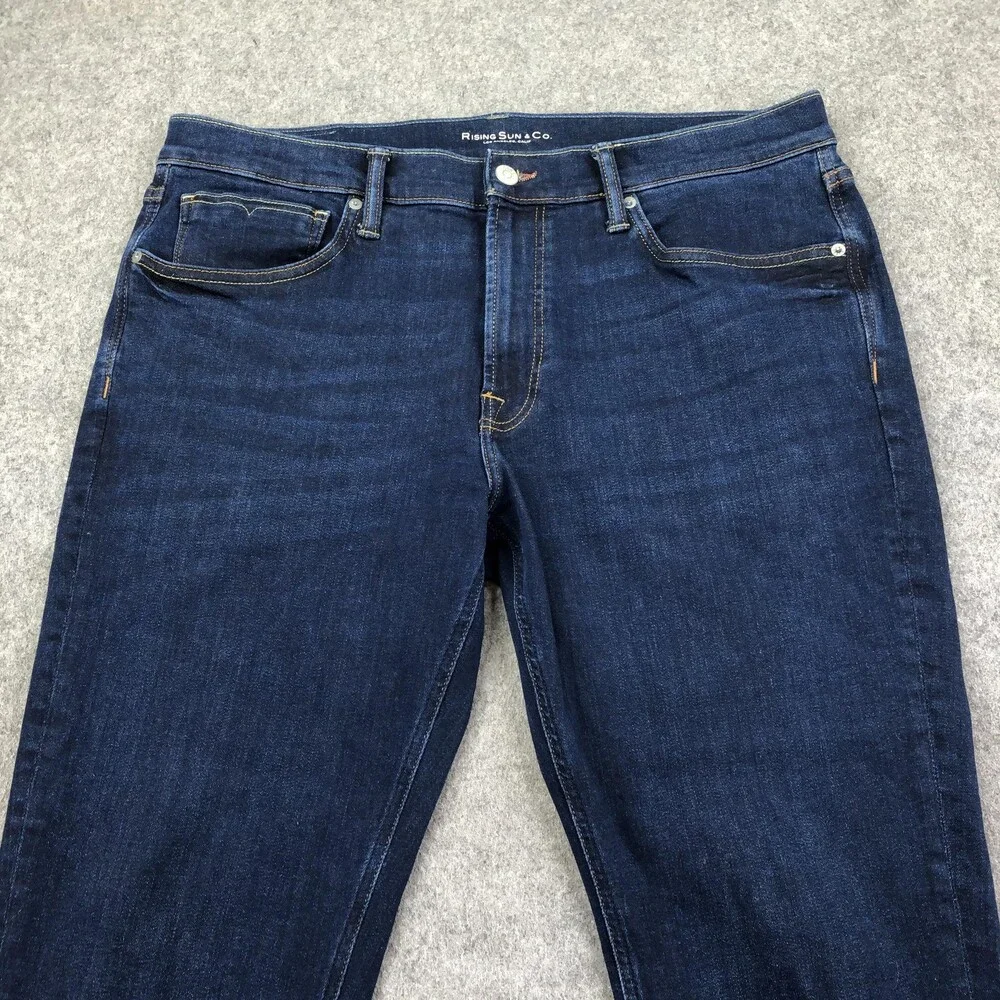 Rising Sun & Co Jeans Mens 34x30 Blue Dark Wash Slim Straight Denim Pants